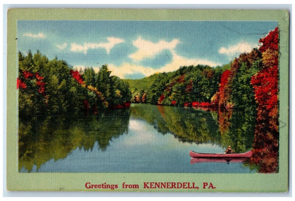 Greetings From Kennerdell Pennsylvania PA, Lake View Boat Unposted Postcard