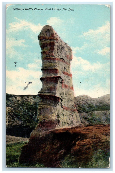 1911 Sittings Bull's Tower Bad Lands North Dakota ND Posted Postcard