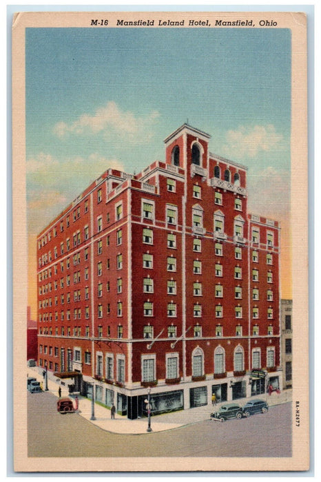 c1930's Mansfield Leland Hotel Mansfield Ohio OH Vintage Unposted Postcard