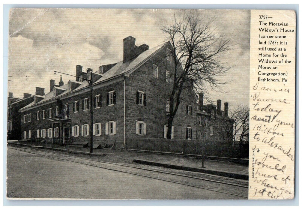 1909 The Moravian Widow's House Corner Stone Bethlehem Pennsylvania PA Postcard