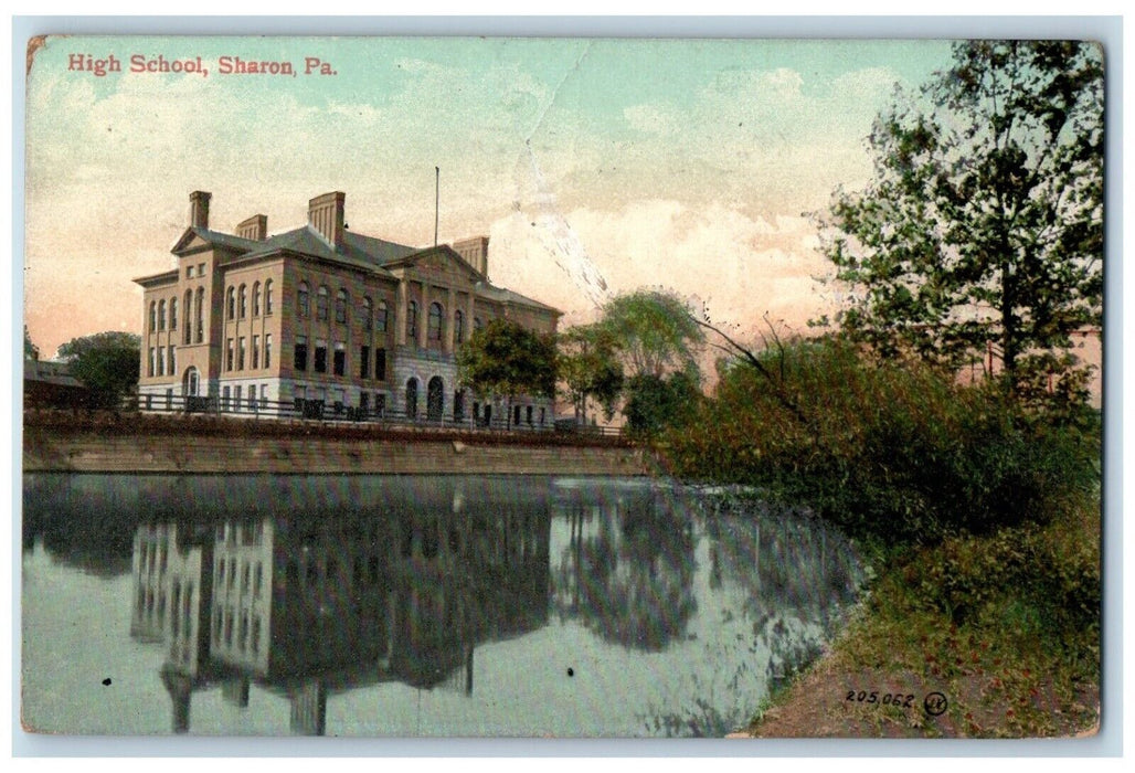1910 High School Building Lake View Sharon Greenville Pennsylvania PA Postcard