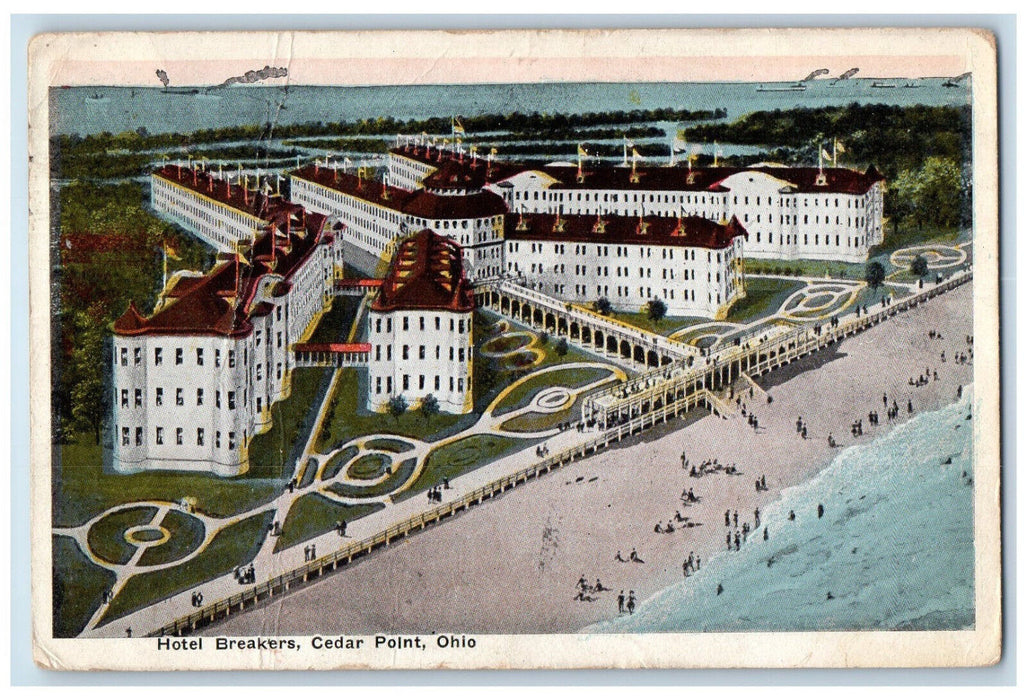 1916 Hotel Breakers Cedar Point Ohio OH Sandusky OH Antique Postcard