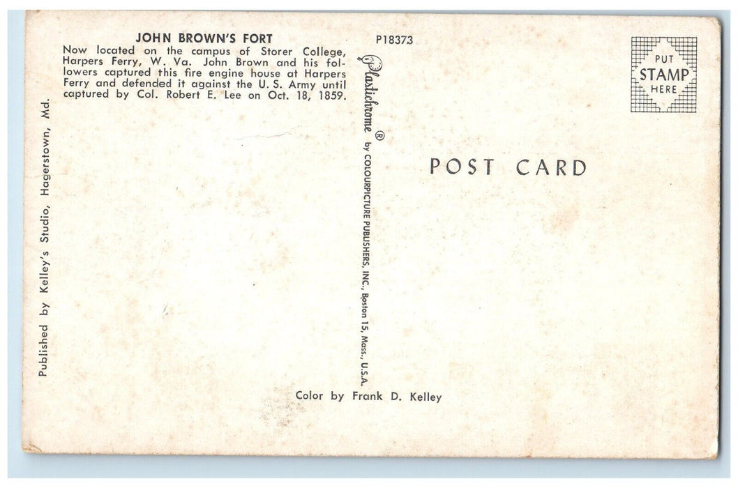 c1950's John Brown's Fort On The Campus Storer College Harpers Ferry WV Postcard