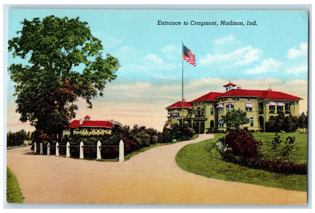 c1930's Entrance To Cragmont Madison Indiana IN Unposted Vintage Postcard