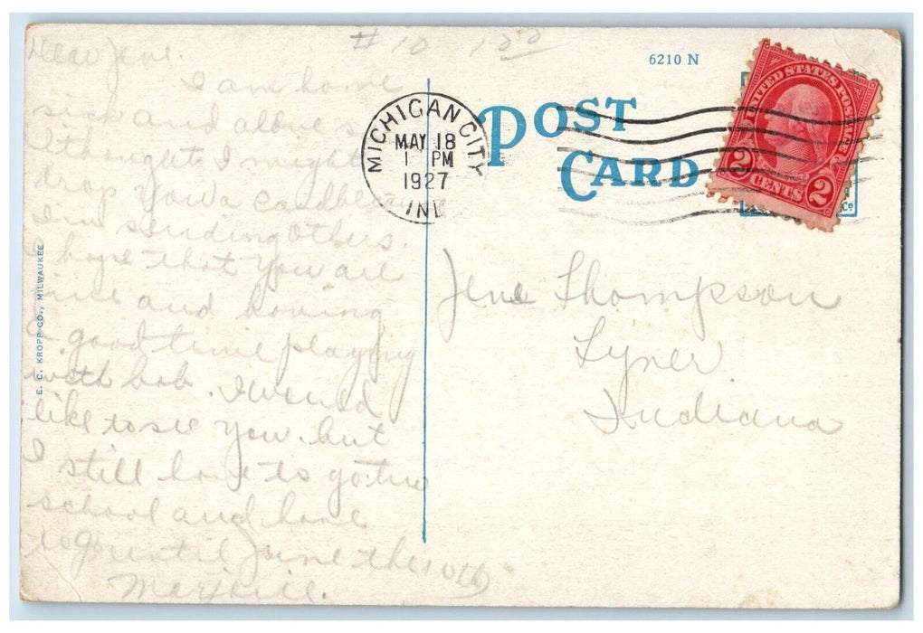 1927 Spaulding Hotel Building Cars Michigan City Indiana IN Vintage Postcard