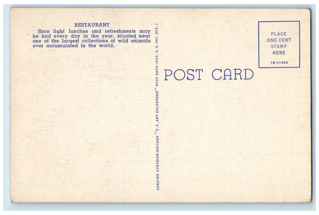 c1940 Restaurant Chicago Zoological Park Pond Patio Brookfield Illinois Postcard