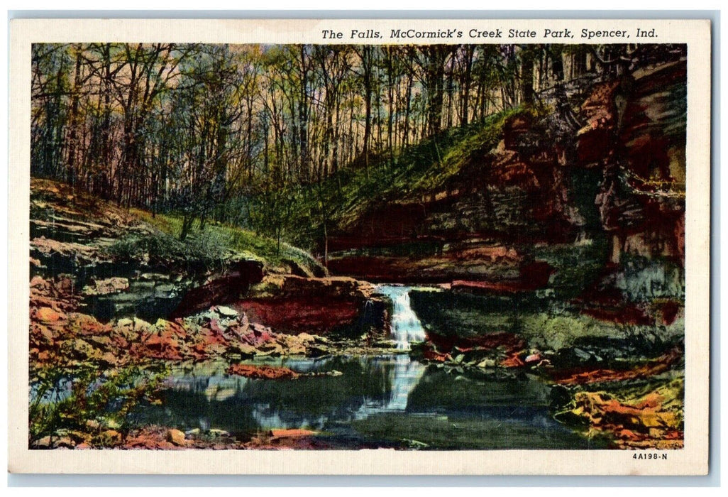 c1940 Falls McCormick's Creek State Park River Lake Spencer Indiana IN Postcard
