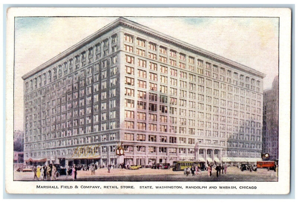 c1920 Marshall Field Company Retail Store Washington Wabash Chicago IL Postcard