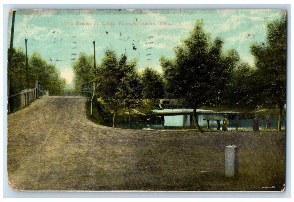 1915 The Feeder at Louis Young's Akron Ohio OH Antique Posted Postcard