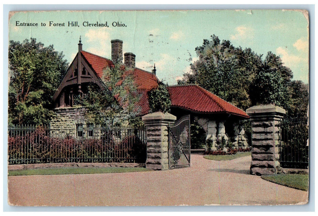 1910 Entrance to Forest Hill Cleveland Ohio OH Antique Posted Postcard