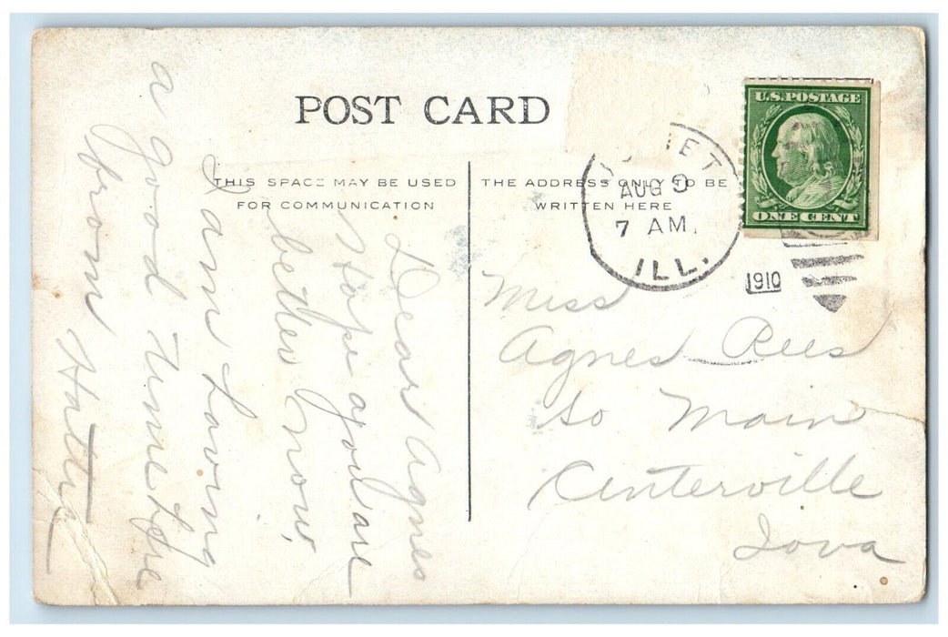 1910 Entrance Dellwood Park C&A.R.R. Bridge River Lake Joliet Illinois Postcard