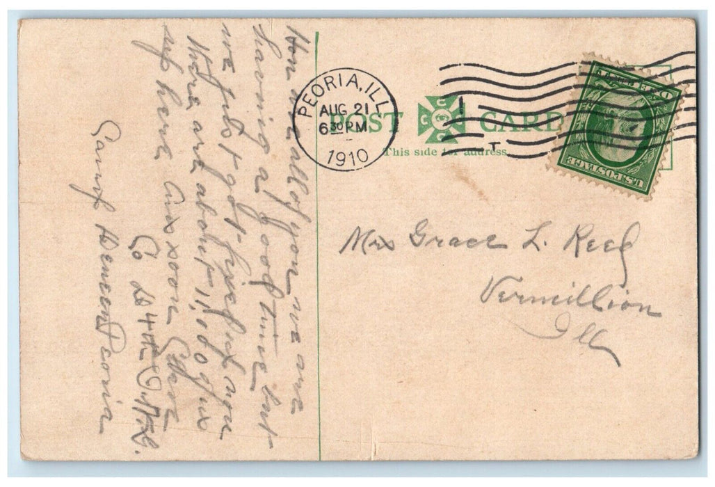 1910 Fort Spanish Gun Glen Oak Park Dock Port Exterior Peoria Illinois Postcard