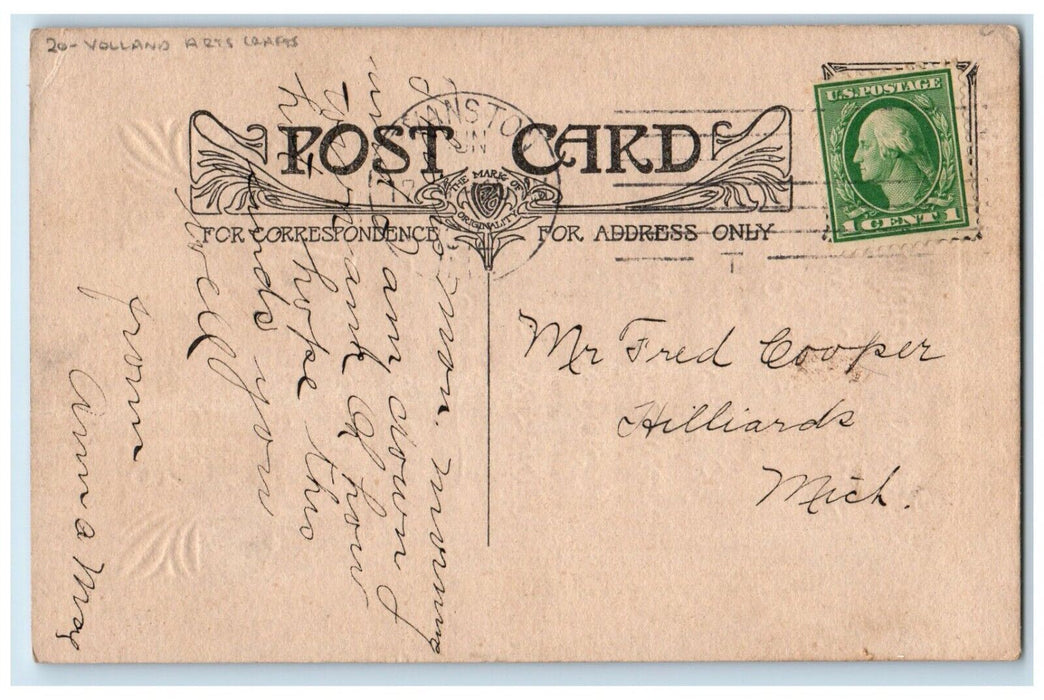 c1910's Absence Motto Volland Arts Crafts Evanston Illinois IL Antique Postcard