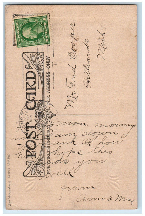 c1910's Absence Motto Volland Arts Crafts Evanston Illinois IL Antique Postcard