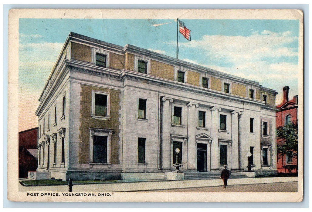 1917 Post Office Building Youngstown Ohio OH Antique Posted Postcard