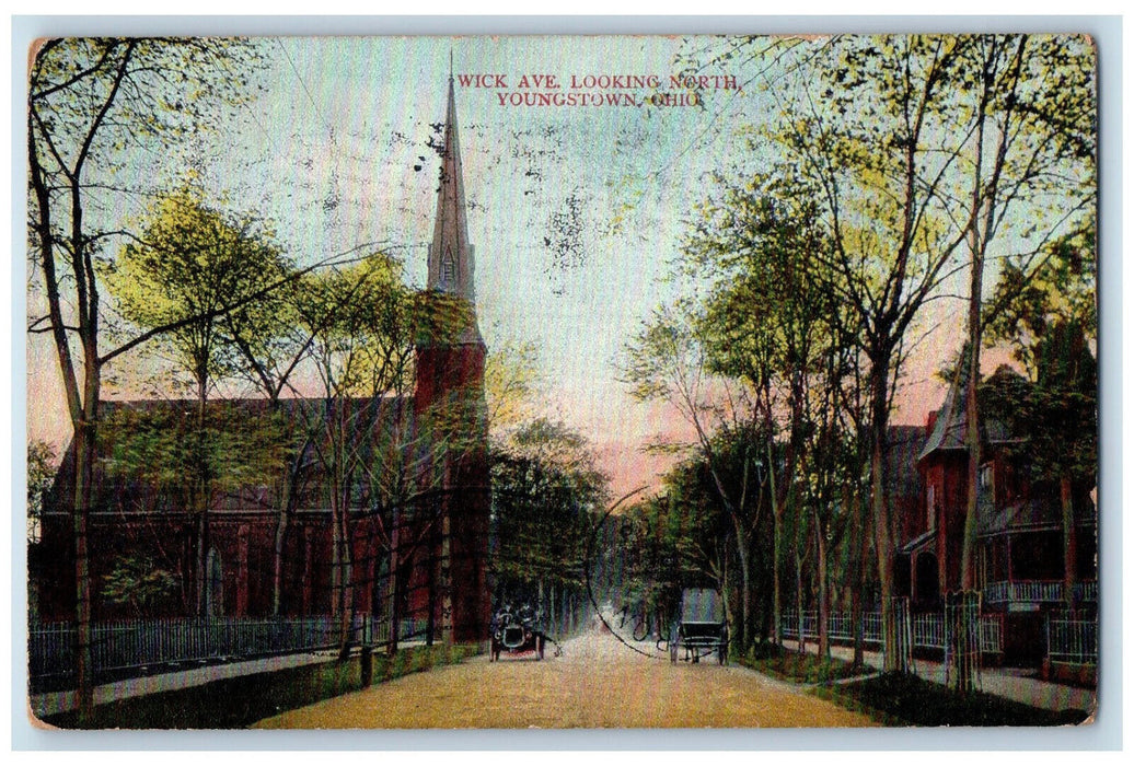 1908 Wick Avenue Looking North Youngstown Ohio OH Antique Posted Postcard