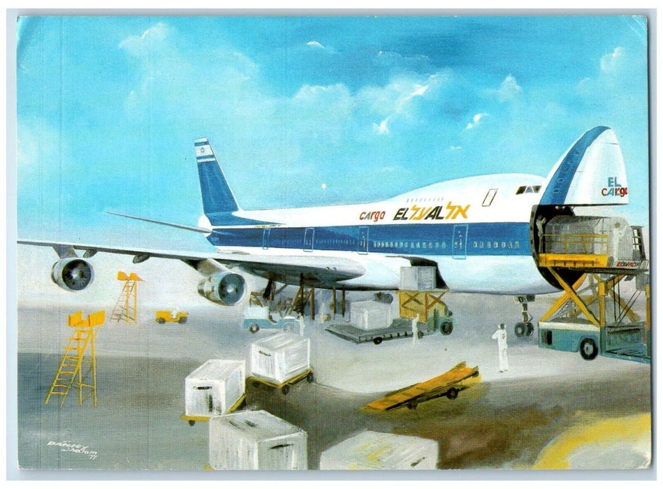 EL AL Israel Airline Cargo 747 F Airplane Unposted Vintage Postcard