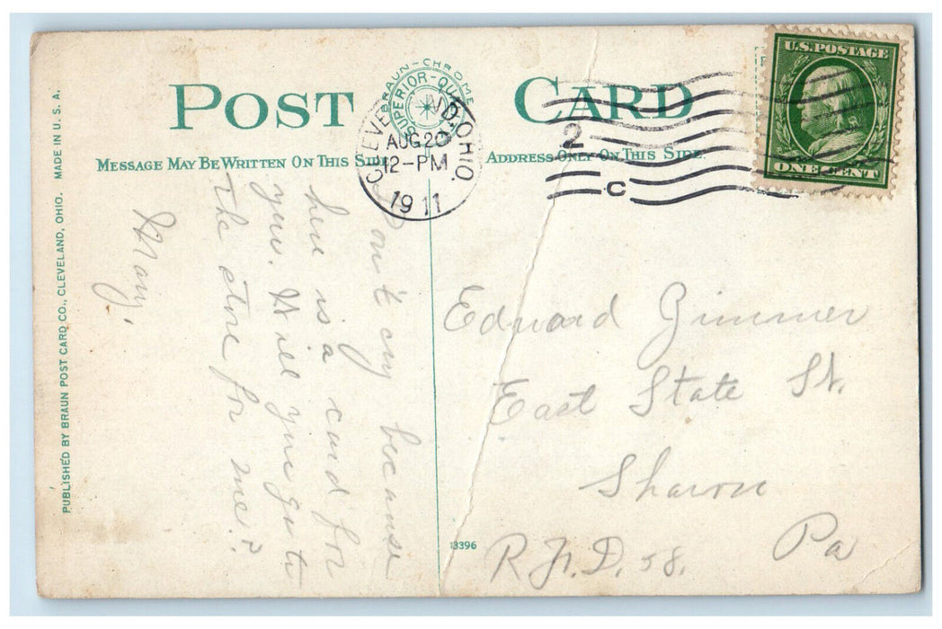 1911 Doan Brook Wade Park Cleveland Ohio OH Antique Posted Postcard