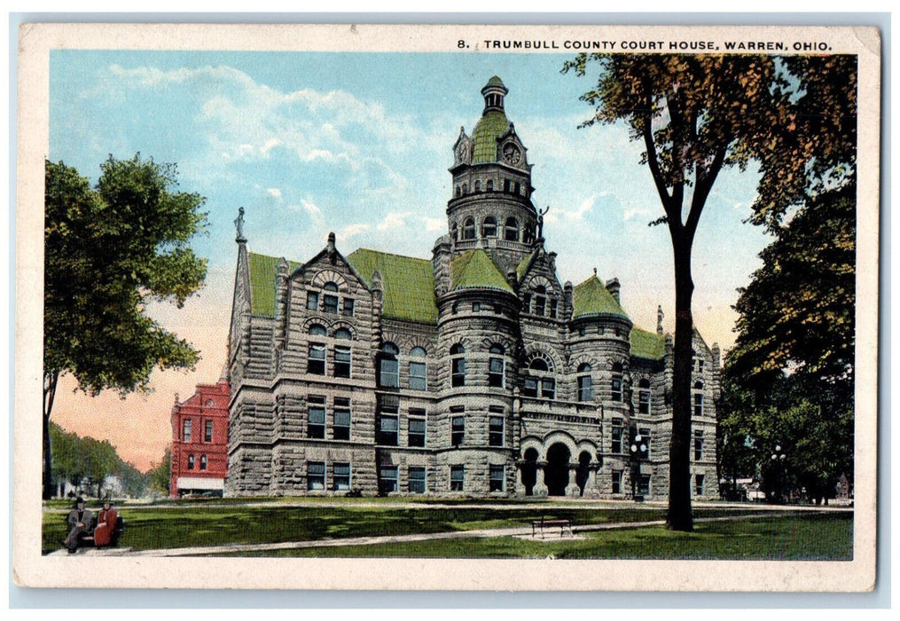 c1940's Trumbull County Court House Warren Ohio OH Vintage Unposted Postcard