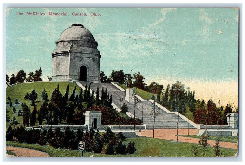 c1910 Stairway to The McKinley Memorial Canton Ohio OH Antique Posted Postcard