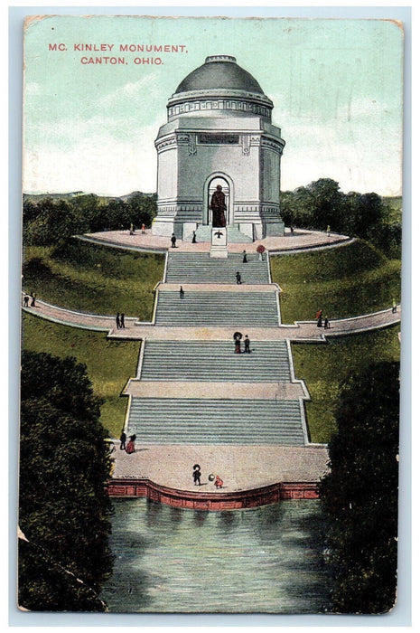 1908 Mc Kinley Monument Front View Canton Ohio OH Antique Posted Postcard