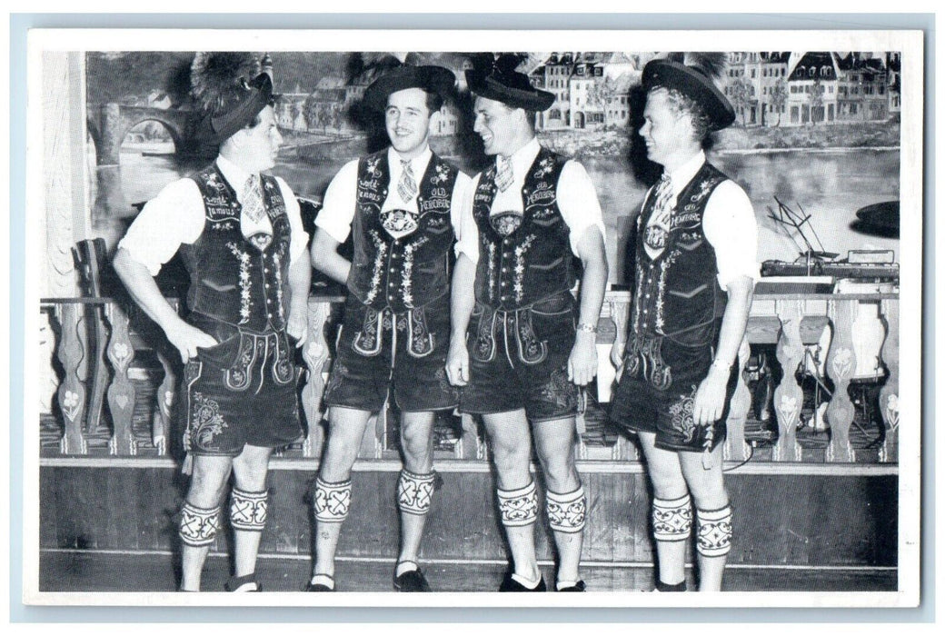 c1940 World Famous Heidelburg Restaurant Dancing Waiters Hallandale FL Postcard