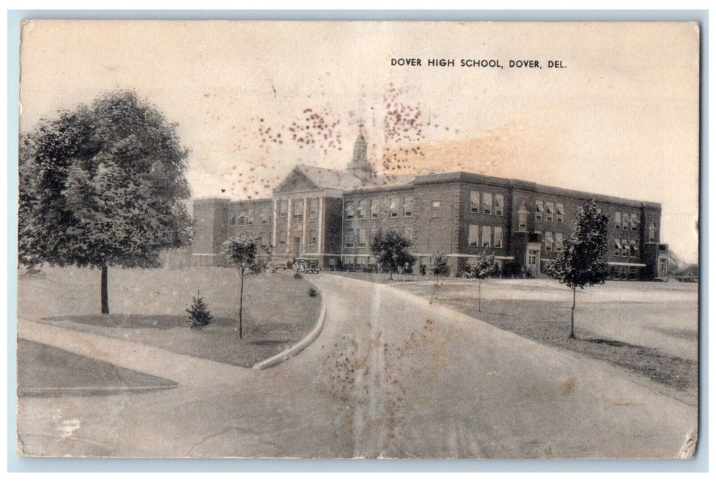 1940 Exterior View Dover High School Building Dover Delaware DE Antique Postcard