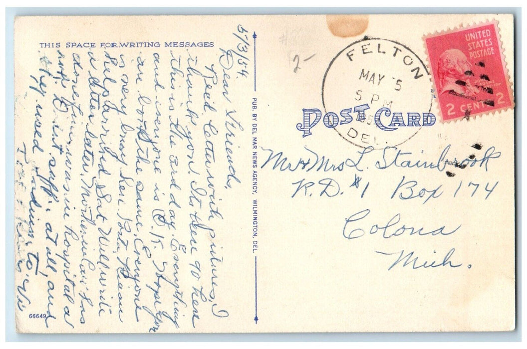 1954 Exterior View United States Post Office Building Dover Delaware DE Postcard