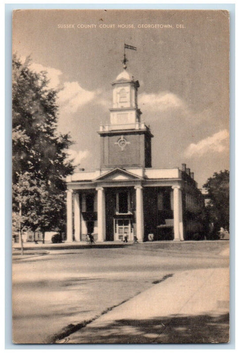 c1940 Exterior Sussex County Court House Georgetown Delaware Local View Postcard