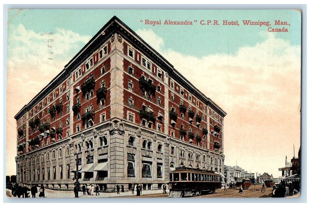 1913 Royal Alexandra CPR Hotel Winnipeg Manitoba Canada Posted Postcard