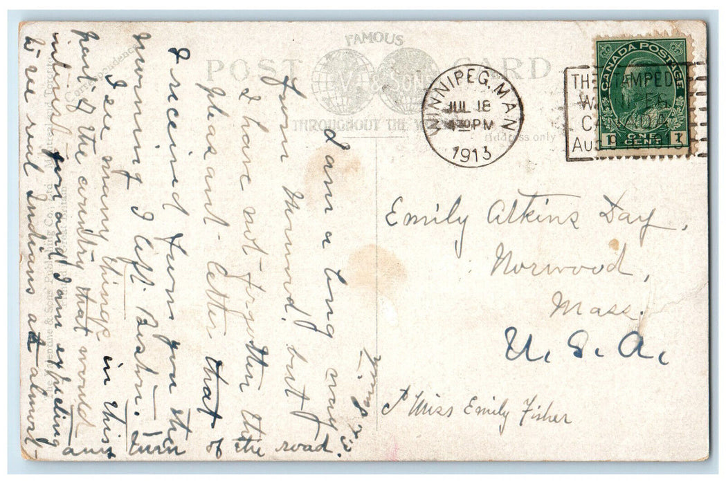 1913 Royal Alexandra CPR Hotel Winnipeg Manitoba Canada Posted Postcard