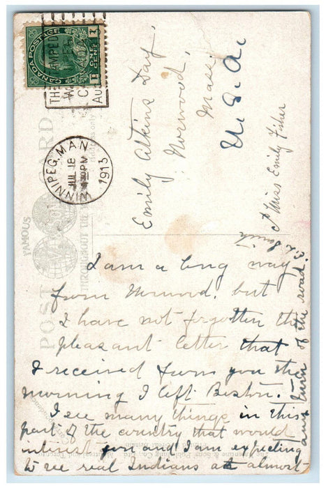 1913 Royal Alexandra CPR Hotel Winnipeg Manitoba Canada Posted Postcard
