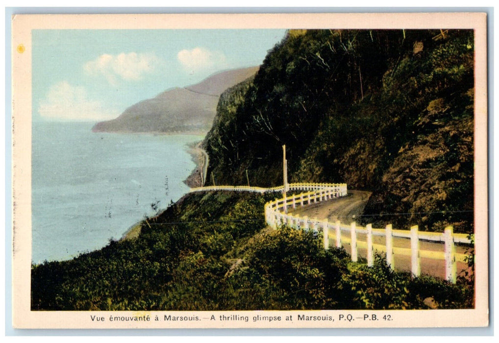 c1950's A Thrilling Glimpse at Marsouis PQ(Quebec) Canada Vintage Postcard