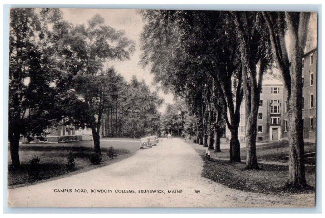 c1910 Campus Road Bowdoin College Exterior Building Brunswick Maine ME Postcard