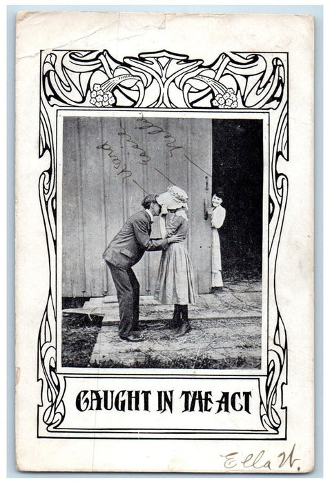 1908 Couple Kissing Romance Caught In The Act Standish Ohio OH Antique Postcard