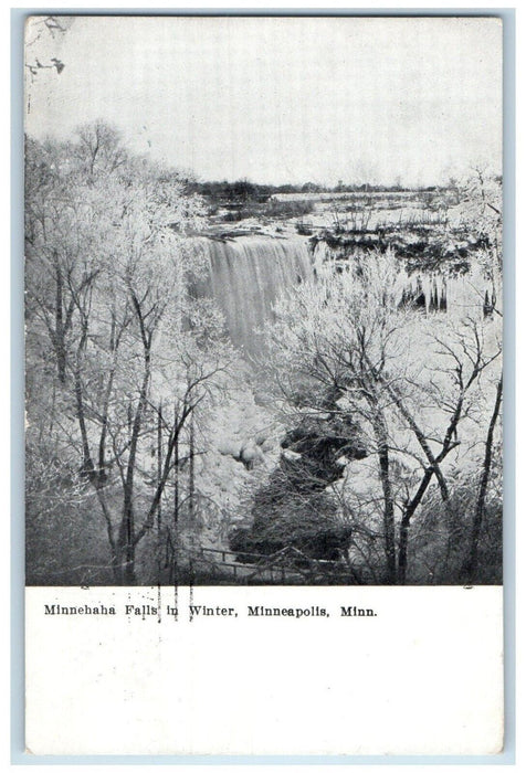 1909 Overlooking Minnehaha Falls Winter Minneapolis Minnesota Antique Postcard