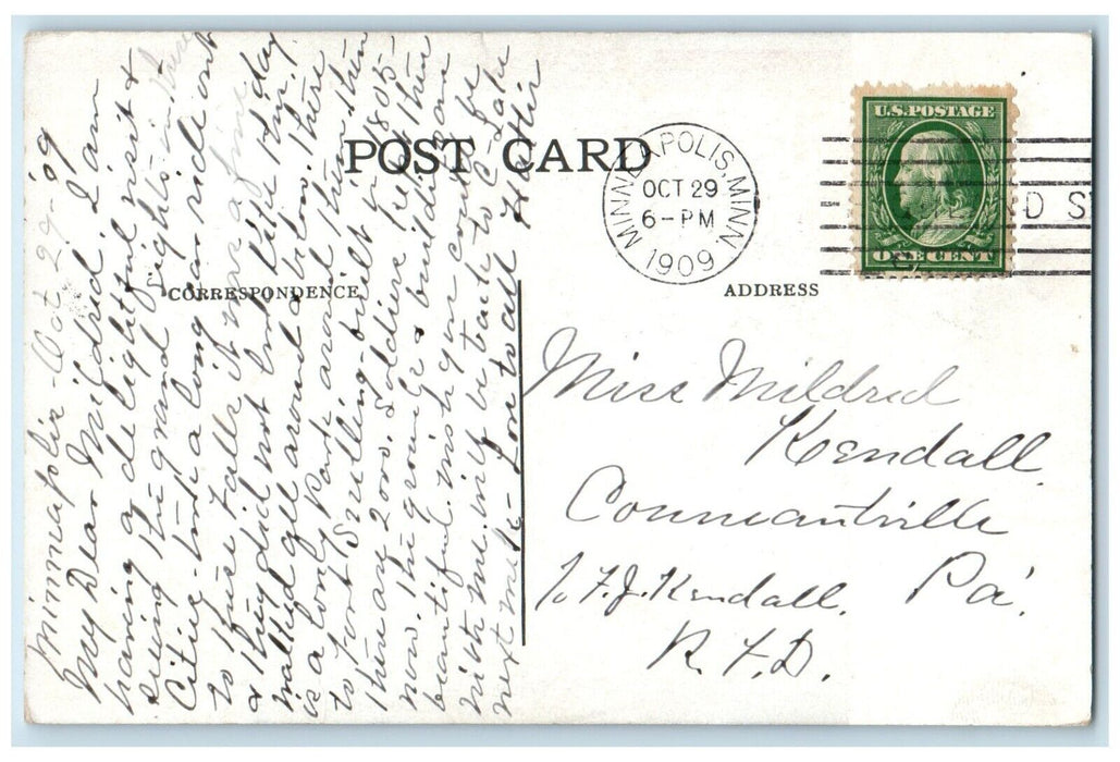 1909 Overlooking Minnehaha Falls Winter Minneapolis Minnesota Antique Postcard
