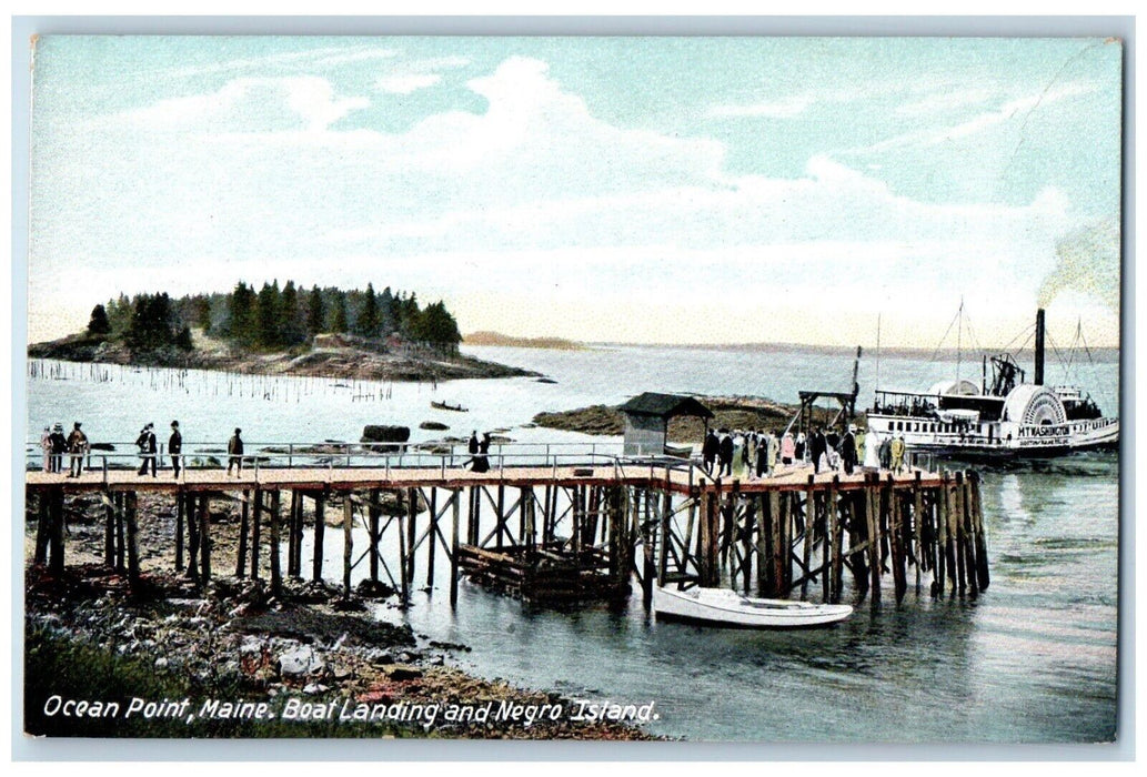 c1910 Boat Landing Negro Island Steamer Dock Port Ocean Point Maine ME Postcard