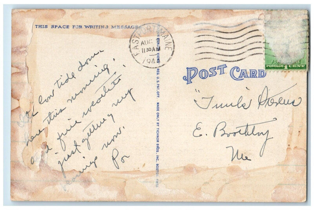 1944 Pick Fleet Sardine Carriers Boats Dock Port Pier Eastport Maine ME Postcard