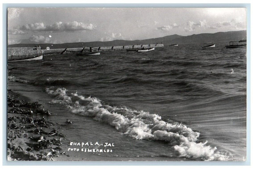 c1950's Lake Chapala Boats View Chapala Jalisco Mexico RPPC Photo Postcard