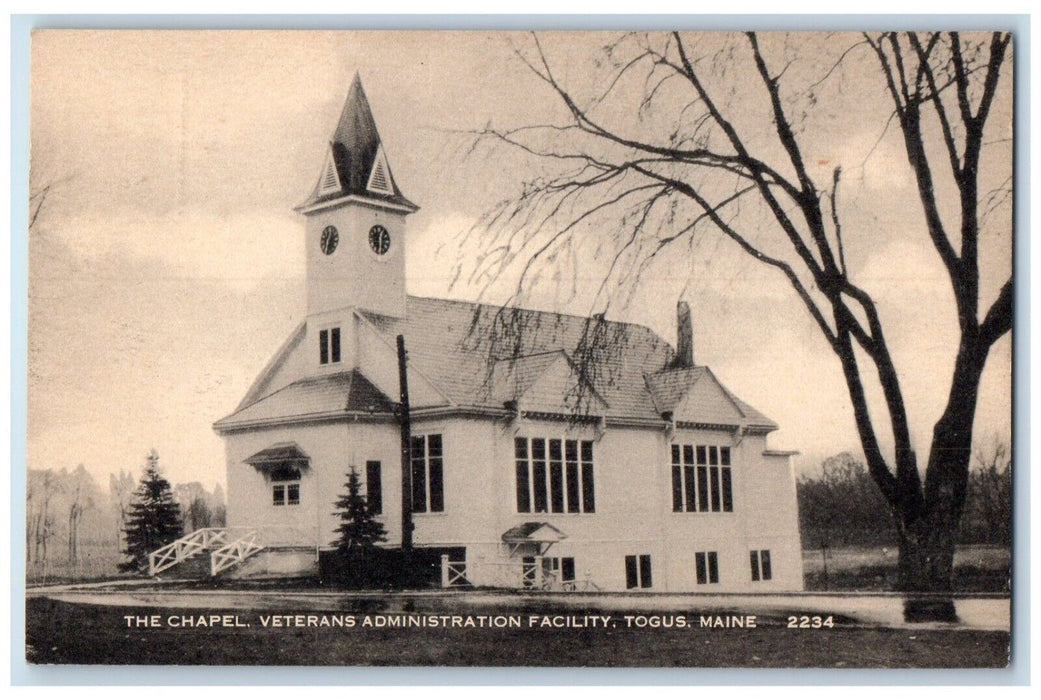 c1920 Chapel Veterans Administration Facility Exterior Togus Maine ME Postcard