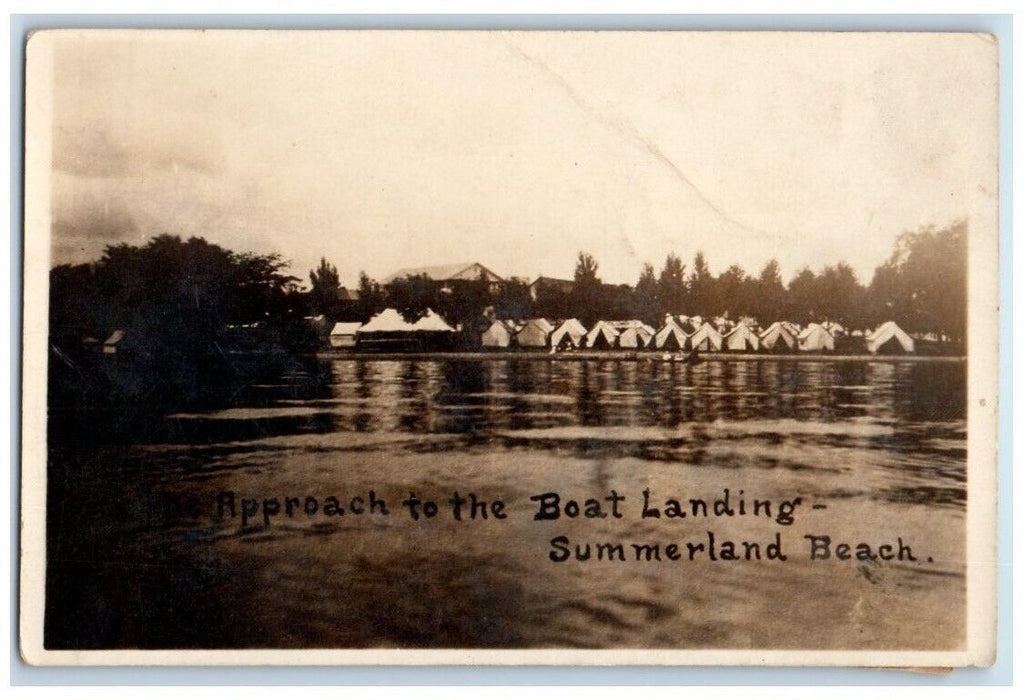 1920 Tents & Boat Landing View Summerland Ohio OH RPPC Photo Posted Postcard