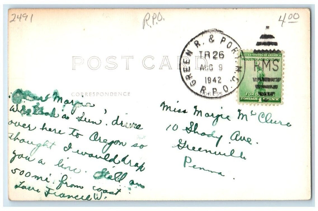 1942 Ontario Grain Elevator View Oregon OR RPPC Photo Posted Postcard