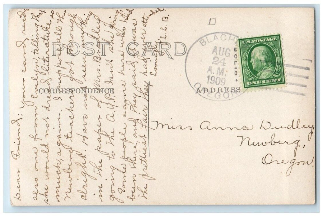 1909 Outlet Of Lake View Blachly Oregon OR RPPC Photo Posted Postcard
