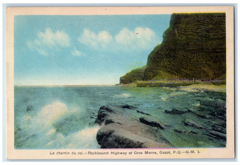 c1940's Le Chemin Du Roi Rockbound Highway Gros Morne Gaspe PQ Canada Postcard