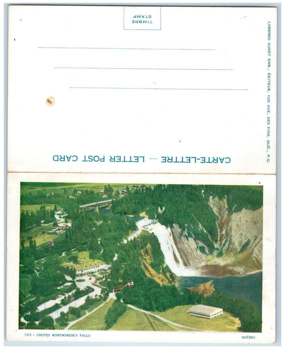c1905 Chutes Montmorency Falls Quebec City Quebec Canada Fold Out Postcard