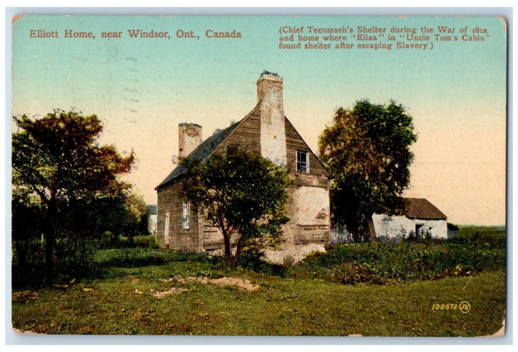 1915 Elliot Home Near Windsor Ontario Canada Antique Posted Postcard