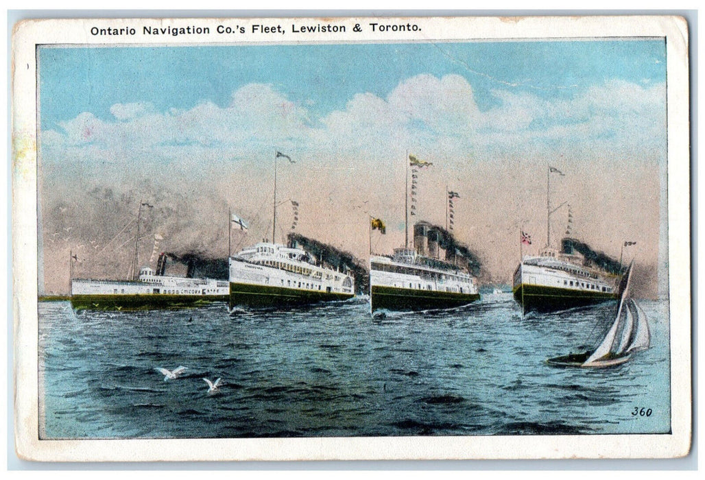 c1920's Ontario Navigation Co.'s Fleet Lewiston & Toronto Canada Postcard