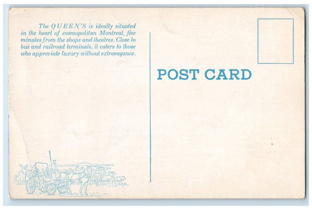 c1910 The Queen's Hotel Heart of Downtown Montreal Quebec Canada Postcard