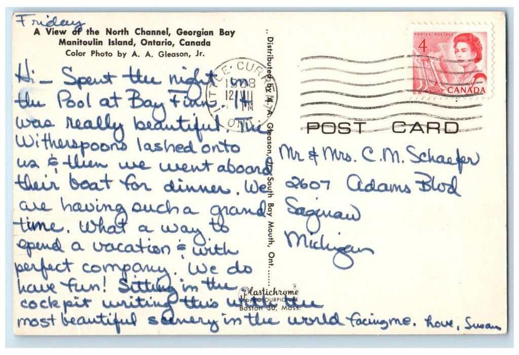 1968 North Channel Georgian Bay Manitoulin Island Ontario Canada Postcard